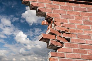 Broken brick wall