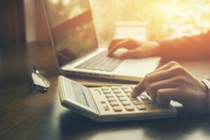 calculator and laptop