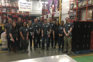 Employees volunteering at Calgary Food Bank