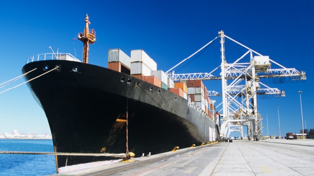 Cargo ship sitting in the harbour